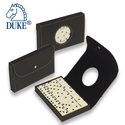 Customized Professional Domino Game Set in PVC Leather Box With Circle Window