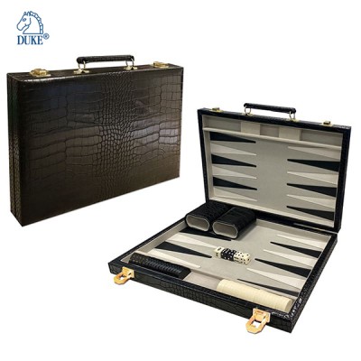 Crocodile Pattern Leatherette Backgammon Set