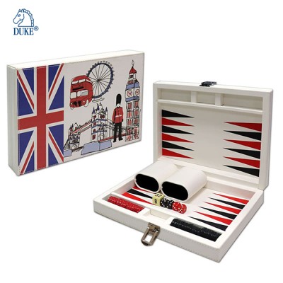 Printed Scenery Leatherette Travel Backgammon-UK Series