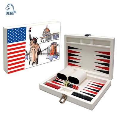 Printed Scenery Leatherette Travel Backgammon-New York Series