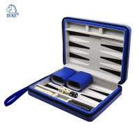 Ostrich Grained Leatherette Travel Backgammon with Carry Strap